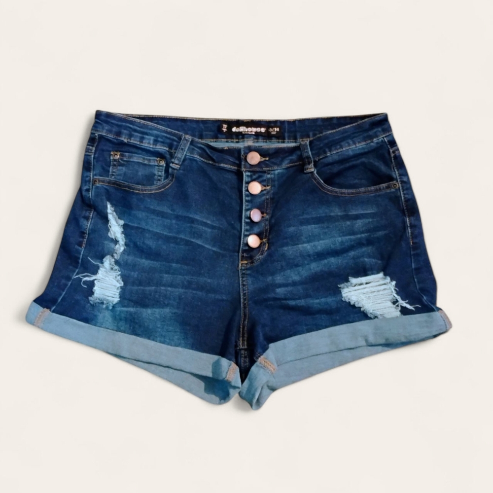 Dollhouse Blue Jean Shorts Distressed High-Waisted Dollhouse